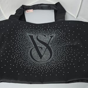 NWT Victoria's Secret Black Tote with Rhinestone Accents